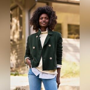 Frank & Eileen Mini Belfast Triple Fleece Sweatshirt Coat Peacoat Green Medium